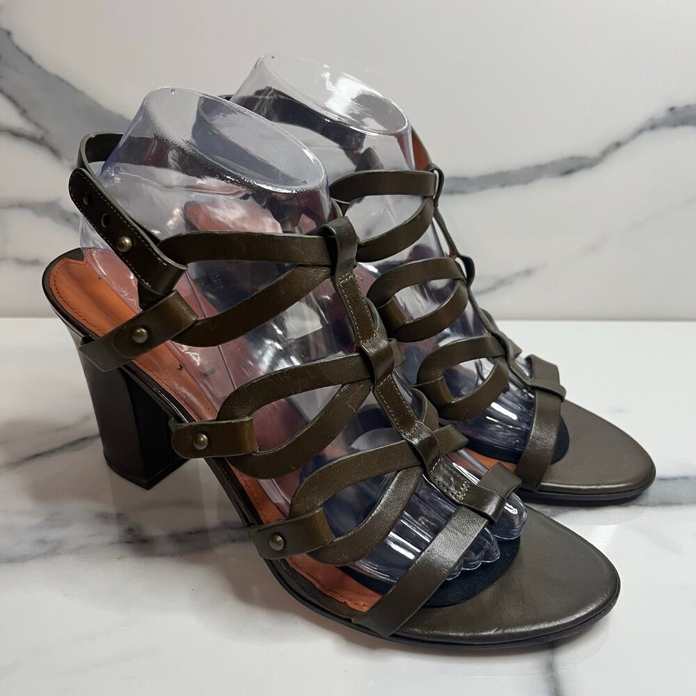Via Spiga Olive Green Leather Federica Gladiator Sandals Sz 10 Strappy Classic